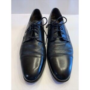 Johnston & Murphy Cap Toe Black Leather Oxford Dress Shoes 12M Classic Comfort